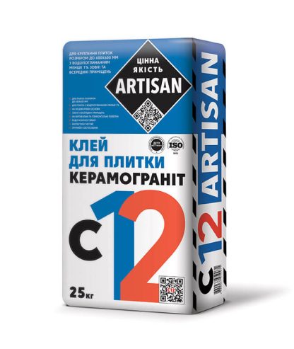 Клей для плитки и мозаики, гранита Артисан С-12 Керамогранит (25кг) цена купить в Киеве