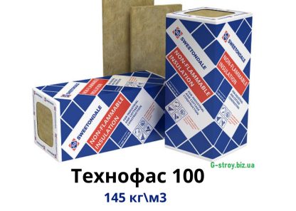 Утеплитель фасадный базальтовый 1200x600x100 мм Технофас 100 мм (145кг/м3) (2 шт/уп) цена купить в Киеве