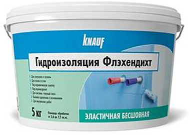 Гидроизоляция Knauf Flachendicht 5 кг купить цена в Киеве - Гидроизоляция на основе латекса. Применяется на поверхности под керамической плиткой. Имеет хорошую адгезию практически ко всем поверхностям