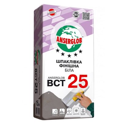 Шпаклевка финишная белая Anserglob BCT 25 (15 кг) цена купить в Киеве