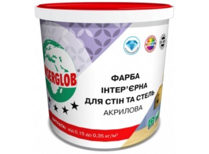 Краска акриловая интерьерная для стен и потолков Ансерглоб 14 кг цена купить в Киеве